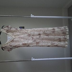 Luciano Dante Pretty Baby dress, size 14, cream color with light pink and brown